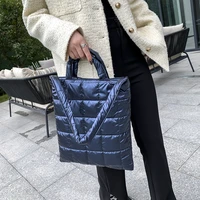 classic stitch design space cotton ladies shoulder bag casual buckle handbag solid color shiny plaid shoulder bag