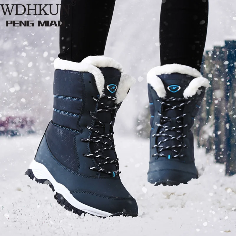 

Women Boots Waterproof Winter Shoes Women Snow Boots Platform Keep Warm Ankle Winter Boots with Thick Fur Heels Botas Mujer 2020