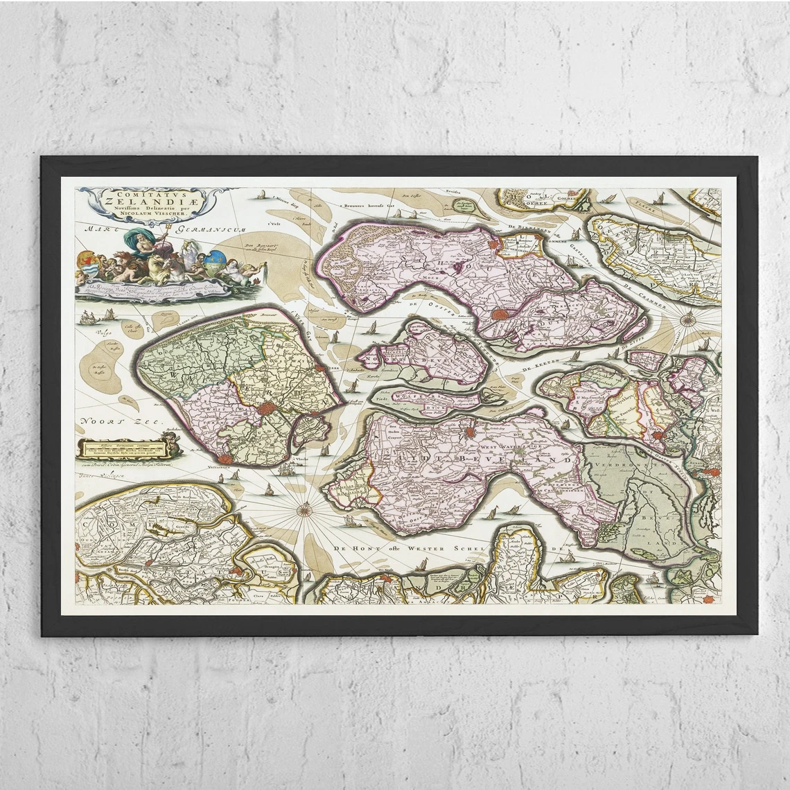 

Карта Зеландии 1677-1720, Ретро плакат, холст, художественные принты, украшение для дома, настенная живопись (без рамки)