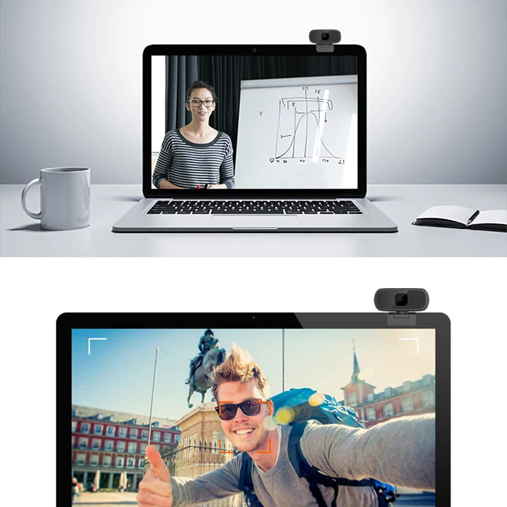 

720P HD Computer Camera Webcam Auto Focus USB Drive Free Built-In Mic Webcast Video Chat for Conference with Microphone