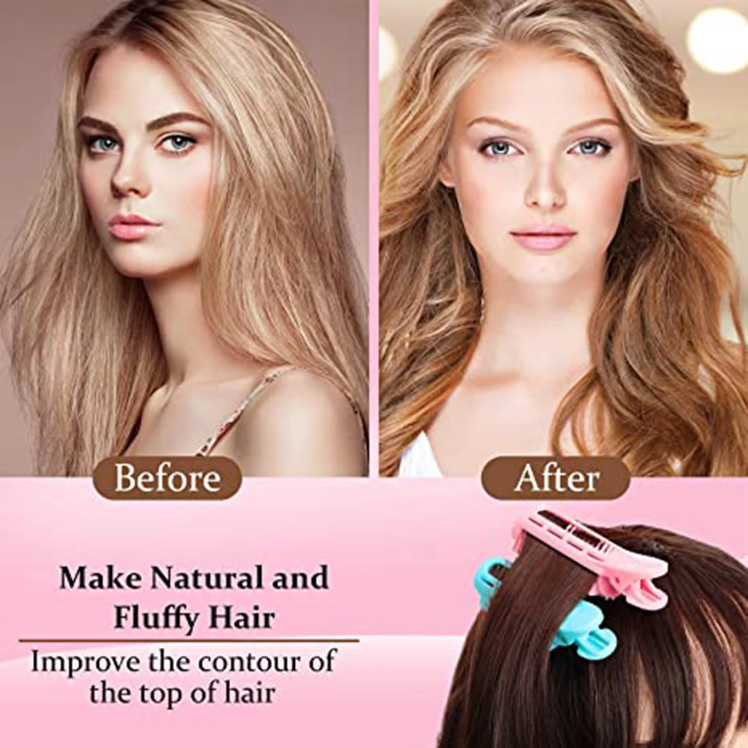 

12pcs Volumizing Root Hair Clip Curler Rollers Naturally Fluffy Diy Styling Tool Rollers Candy Color Lightweight Easily Carrying
