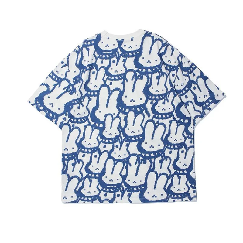 

New Summer Men Tees Quality Fashion Rabbit Cartoon Print Casual Short Sleeve T-Shirt Male Popular Street Loose Couple Young Tops