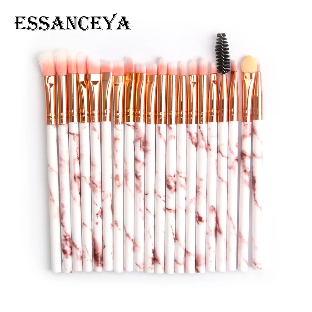 pink ESSANCEYA, 20 шт., набор профессиональных кистей для макияжа, мраморный блендер для глаз, ресницы, тени для век, губка, набор кистей для макияжа, инструменты для макияжа - Handle Color: pink