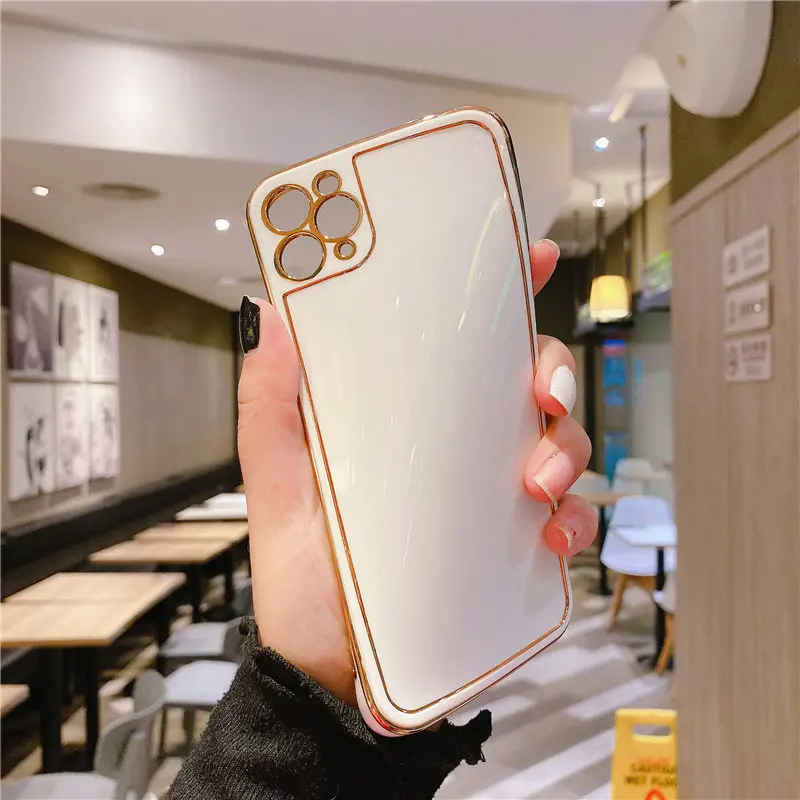 

Soft Plating Silicone Phone Case For iPhone 12 11 Pro Max XR XS Max X 7 8 Plus 12 Mini 11 12Pro 11 Camera Protection Back Cover