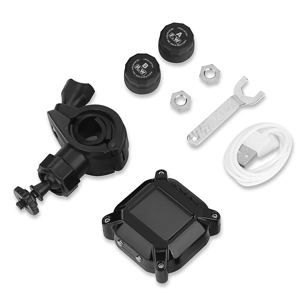 

AnytekTire Pressure Alarm USB Interface TPMS Tire Pressure Monitoring System Motorbike Motorcycle 2PCS Sensor Real-Time Display