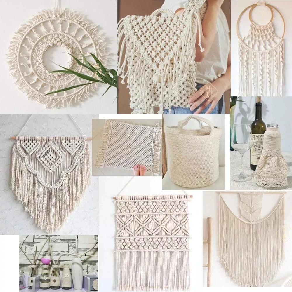 

10M Macrame Rope Twisted String Cotton Cord For Handmade Natural Beige Rope DIY Home Wedding Accessories Gift