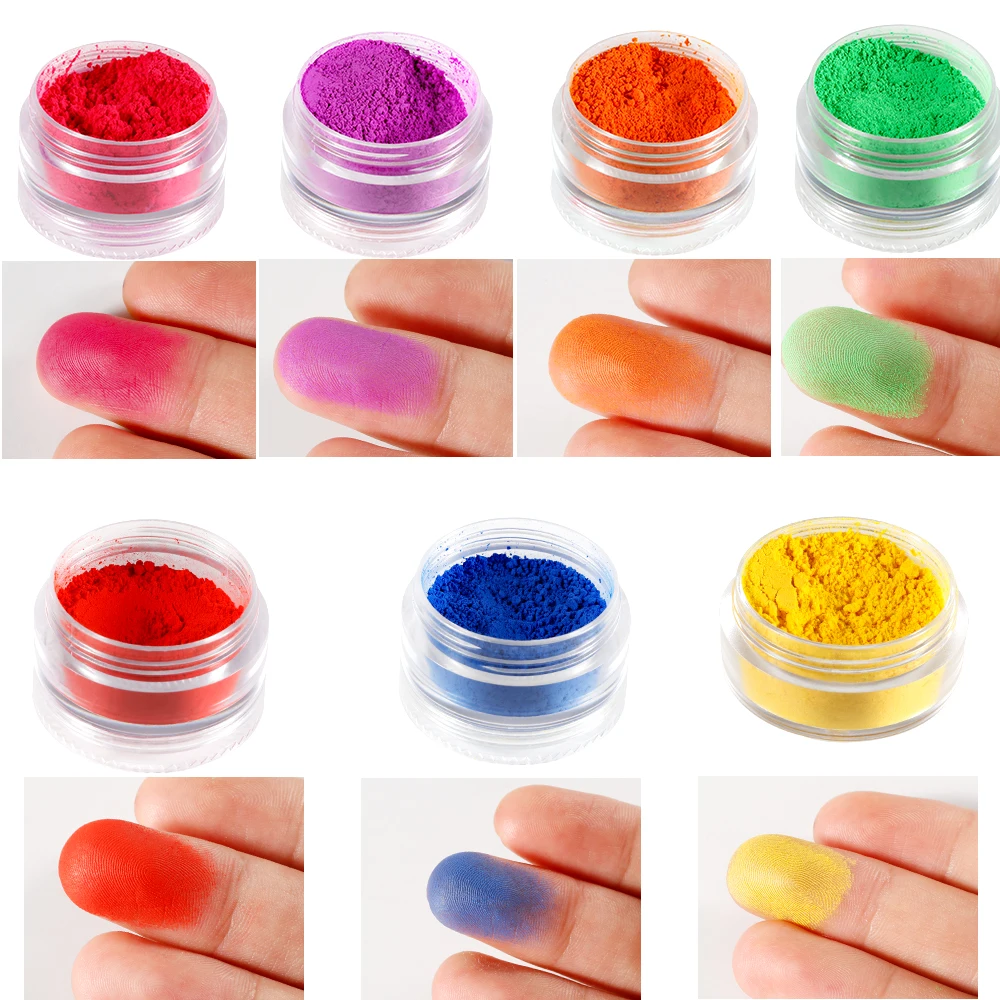 Оптовая продажа 7 смешанных цветов неоновая пудра тени для век Spangle ногтей