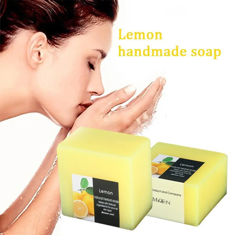 

100 г натуральное лимонное мыло для ухода за кожей лица контроль жирности глубокое Мыло Уход душ очистка кожи Отбеливание тела S1V3