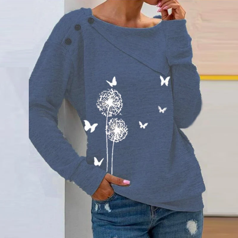 

Spring Fashion Women'S Irregular Collar Shirts Autumn Long Sleeve Button Pullover Casual Tops Knitted Ladies Clothing Size S-3Xl