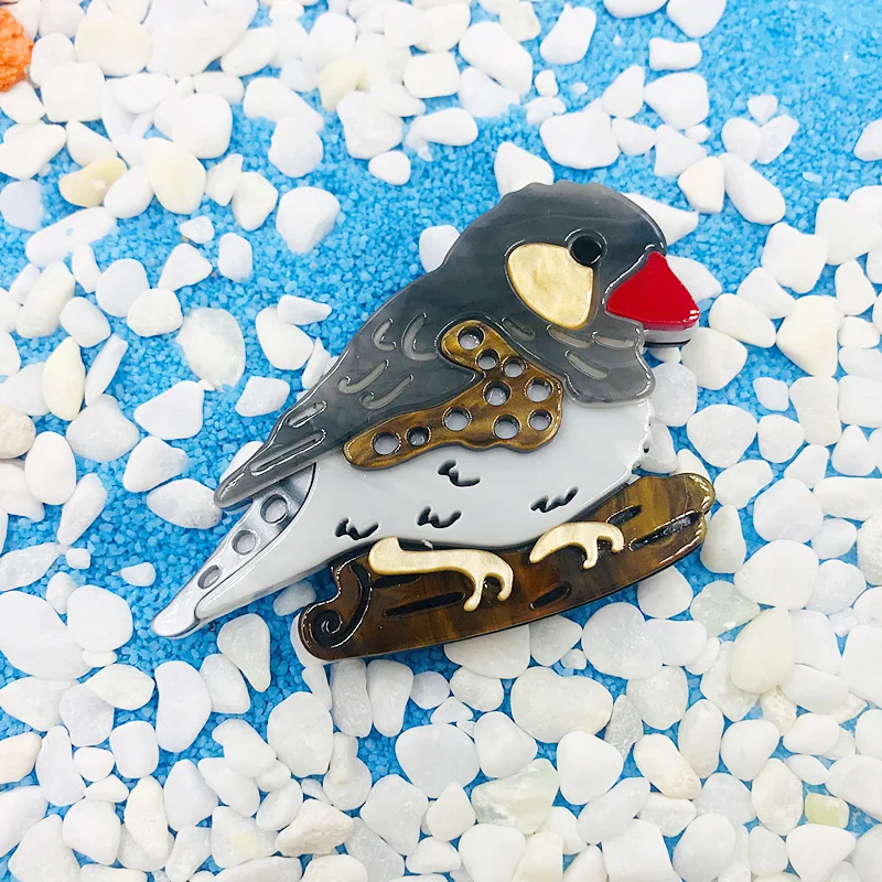 

ZiccoWong Lovely Acrylic Zebra Finch Bird Brooch Pins For Women Girl Resin Australia Animal Collar Scarf Buckle Broche Jewelry