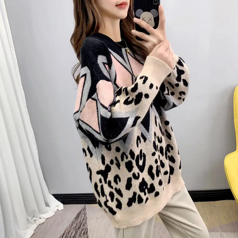 

sweater women's loose knit top autumn and winter new wear medium and long sweate