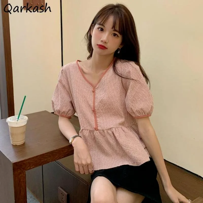 

Vintage Blouses Women Patchwork Design Loose Chic Harajuku Cute Top All-match Woman Fashion Korean Style Streetwear Elegant Ins