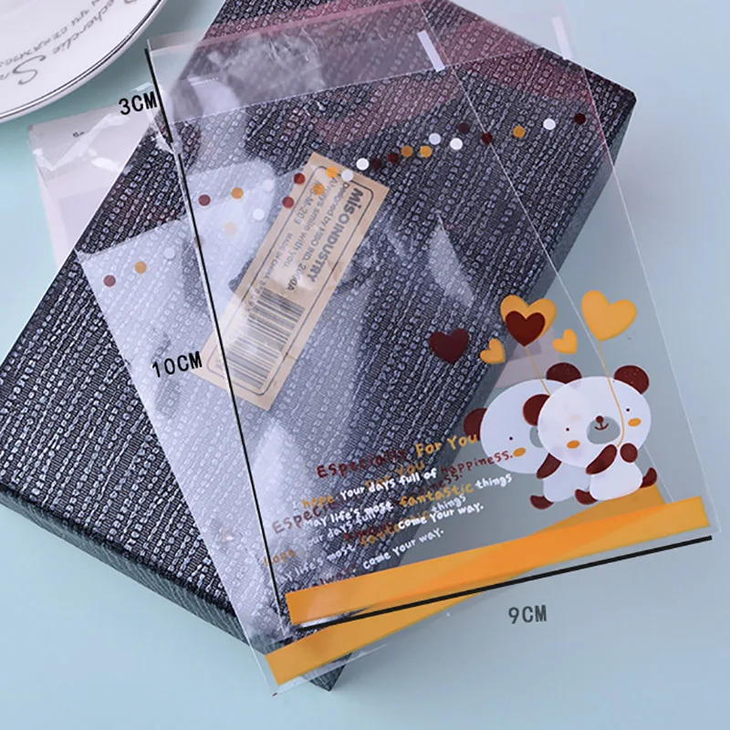 100 шт Подарочный пакет милый медведь любовь сердце упаковка прозрачные сумки