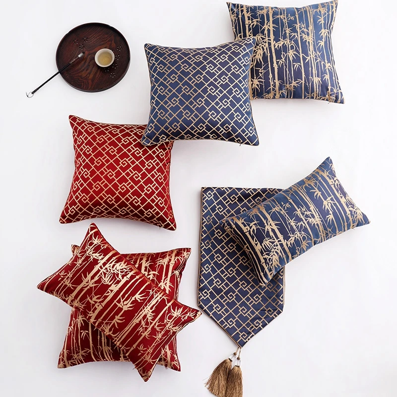 

Chinese Classical Sofa Throw Pillows Case High Quality Satin Jacquard Cushion Cover Hotel Model Room Home Decorations Pillowcase