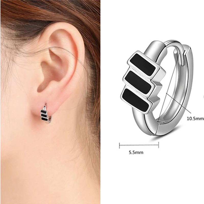 Серьги кольца мужские и женские черные из серебра 925 пробы|Серьги-кольца| |