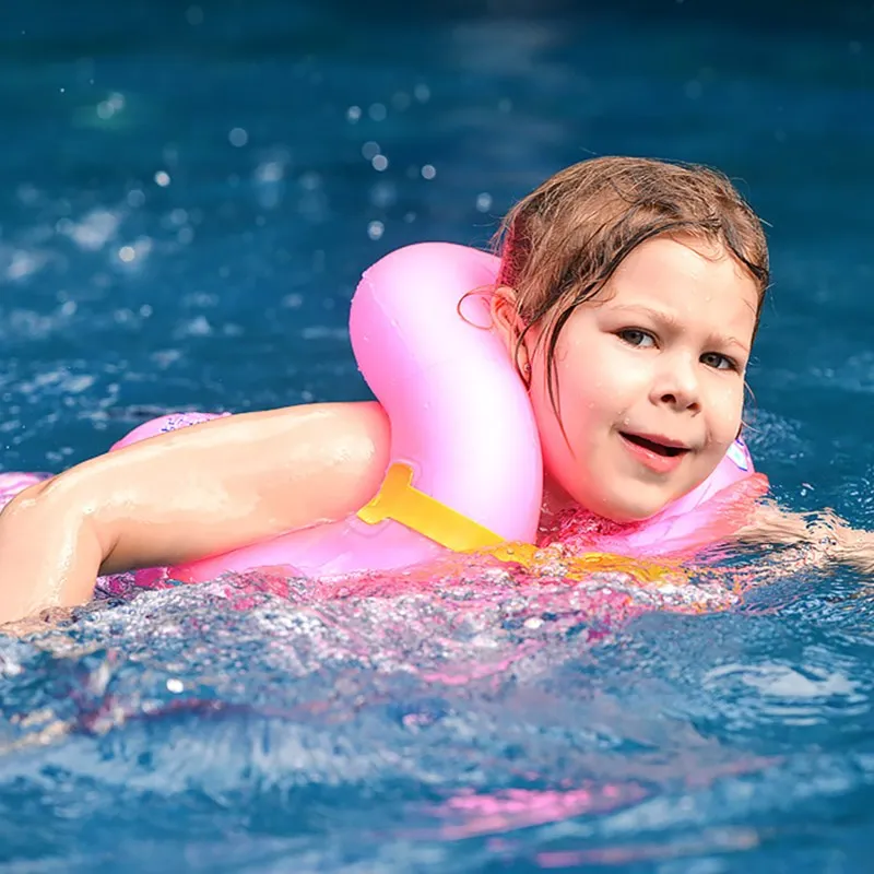 Летнее пляжное праздничное плавательное кольцо Розовые надувные портативные