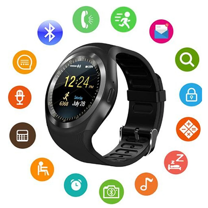 Y1 Смарт часы Bluetooth Relogio для мужчин и женщин часы Android Smartwatch водонепроницаемый телефонный звонок GSM Sim пульт дистанционного управления камера Спорт Шагомер