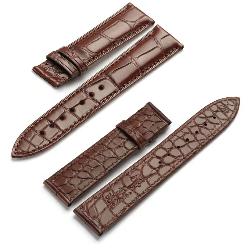 

FUYIJIA Universal Alligator Watchbands Men Women Strap Double Crocodile Leather Belt Butterfly Buckle 18MM 20MM 22MM Watch Band