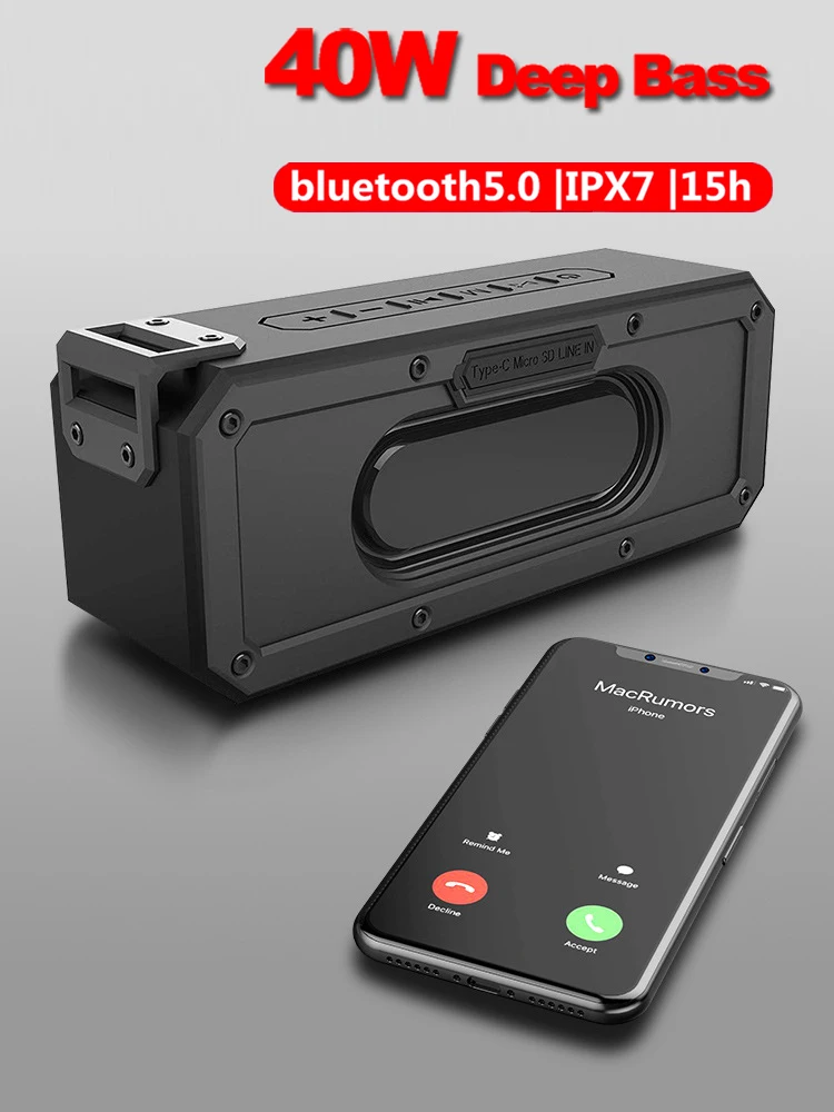 Новая портативная беспроводная Bluetooth Колонка 40 Вт Саундбар TWS 5 0 IPX7