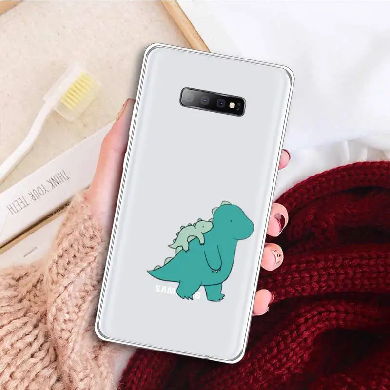 

dinosaur cute cartoon animal couple High quality Phone Case Transparent For Samsung Galaxy A 71 21s S note 8 9 10 plus 20 ultra