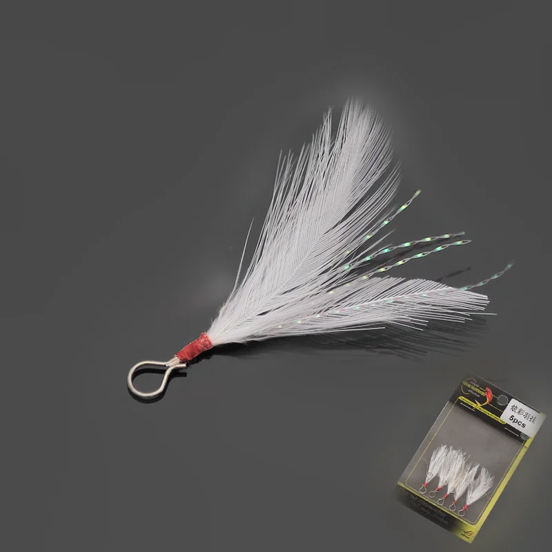 

5 шт. подвеска в виде пера, хвост приманки, блестящий кулон для рыбалки