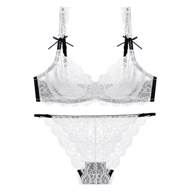 

Women Transparent Bra Women‘s’ Sexy Lingerie Set Lace Ultrathin Hollowing Out Women Intimates 3/4 Cup Bra Brief Sets