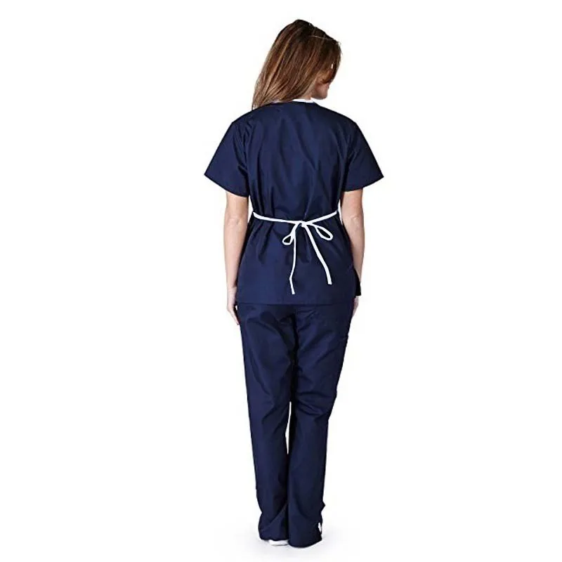 Женский модный набор из скраба топ с ложным запахом и завязкой сзади + брюки