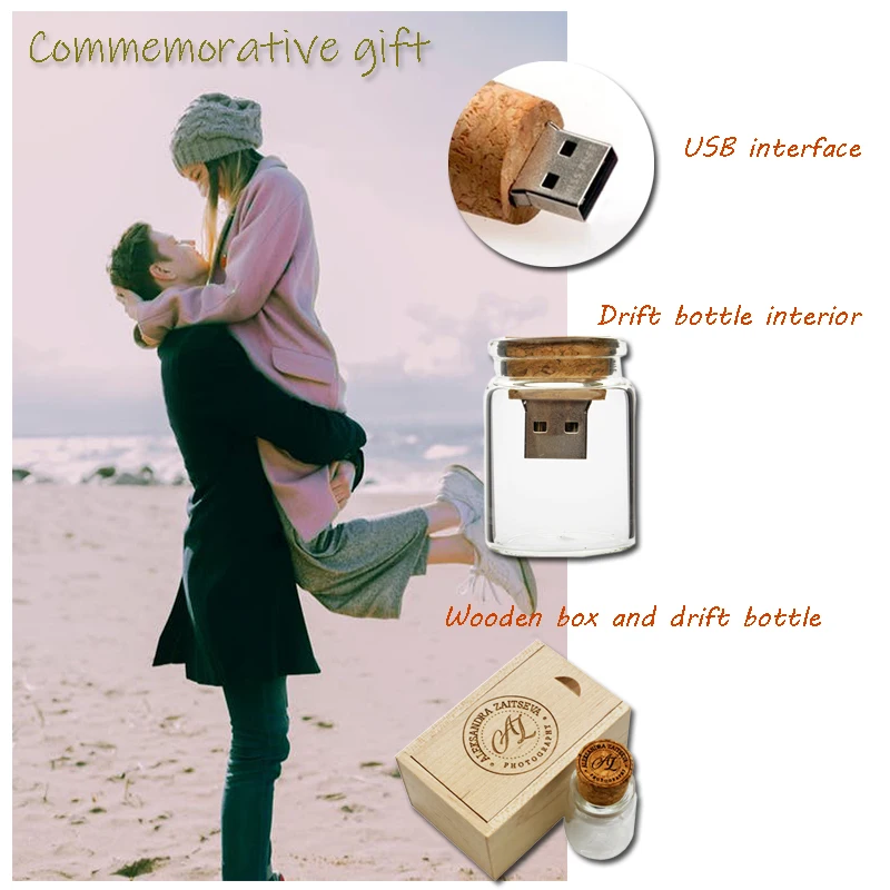 USB 3,0 стеклянная бутылка с пробкой USB флеш-накопитель стеклянная бутылка Флешка 4 ГБ 8 ГБ 16 ГБ 32 ГБ 64 ГБ свадебный подарок
