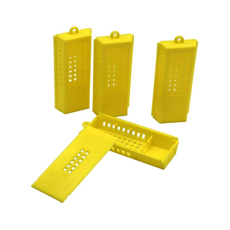 

50 Pcs Bee Cages Beekeeping Bee Queen Rearing Cage Cell Plastic Post Mail New King Transparent Yellow Supplies Equipment