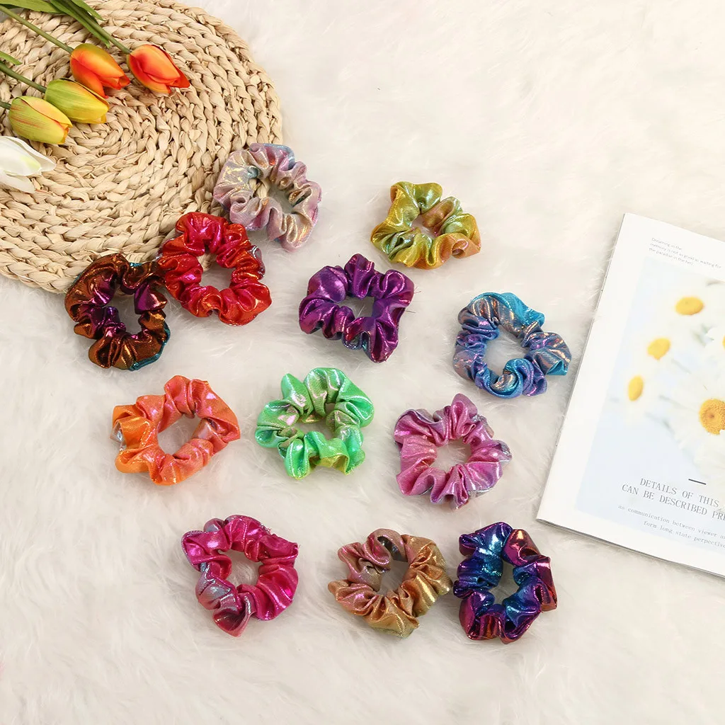 Голографические сверкающие резинки для волос блестящая цветная веревка конский