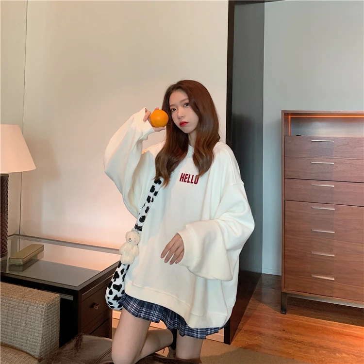 

Осень-зима 4988, Корейская версия, новинка 2021, Женский свитшот с длинным рукавом