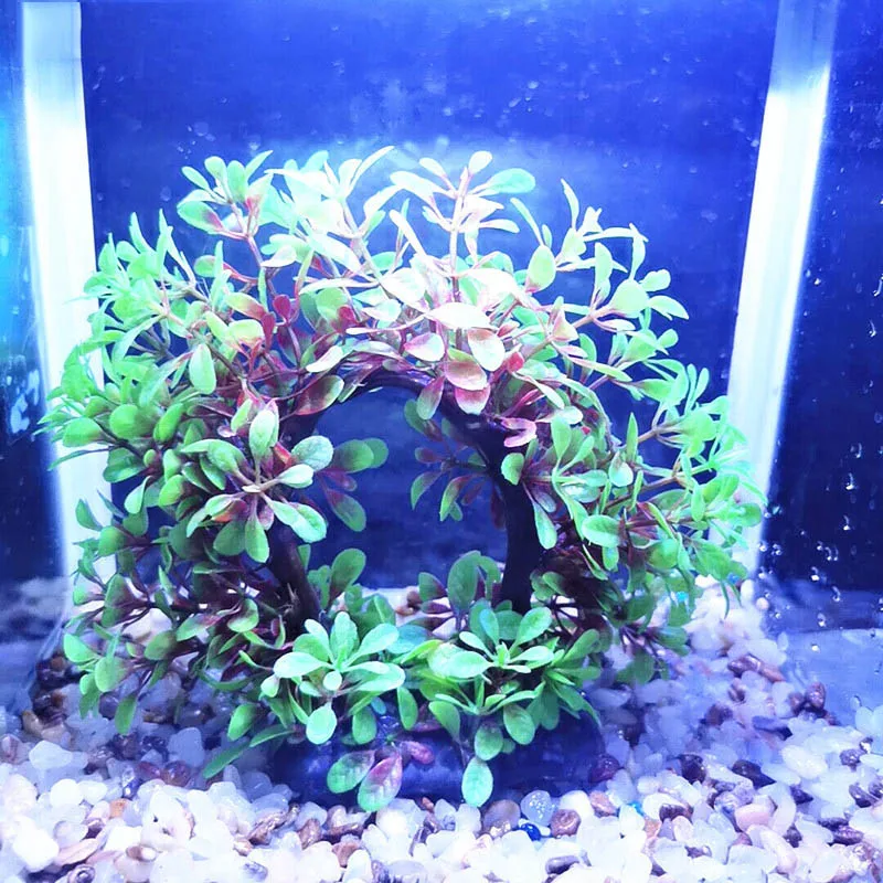 

Aquarium Fish Tank Decoration Simulation Plastic Water Grass Flower Wreath Fish Tank Green Water Plant Landscape 3 Colors