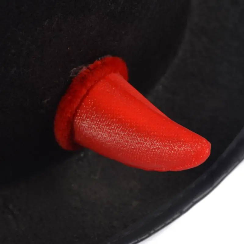 

Halloween Unisex Short Brim Fedora Hat Cute Ox Devil Horns Letters Panama Jazz Cap Vampire Cosplay Party Costume