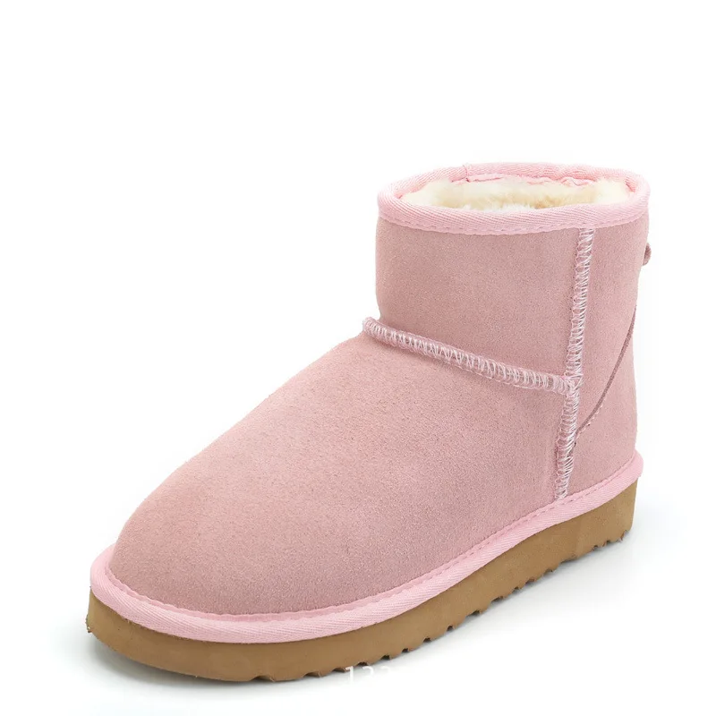 L Pink UVWP; классические зимние сапоги; Новинка; модные водонепроницаемые теплые зимние сапоги из натуральной коровьей замши; женская обувь; ботильоны - Цвет: L Pink