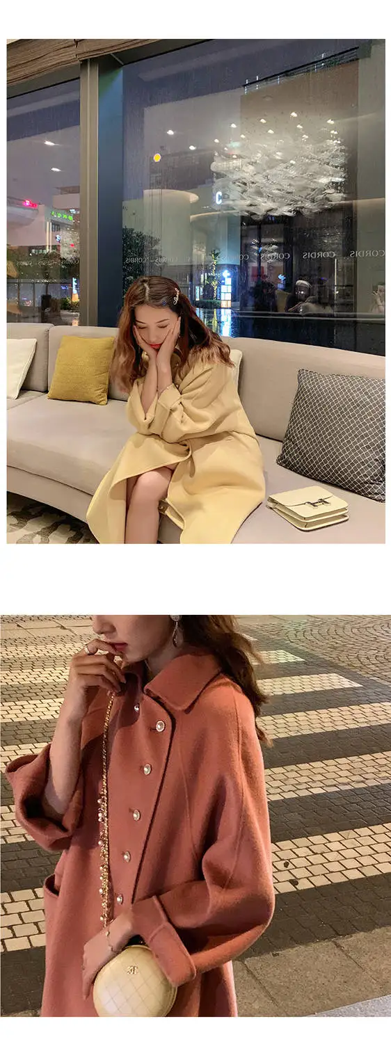 New High Grade Double-Sided Woolen Coat In Long Wool Coat Doll Collar Fashion A-Line Loose Woolen Coat Women Winter Warm