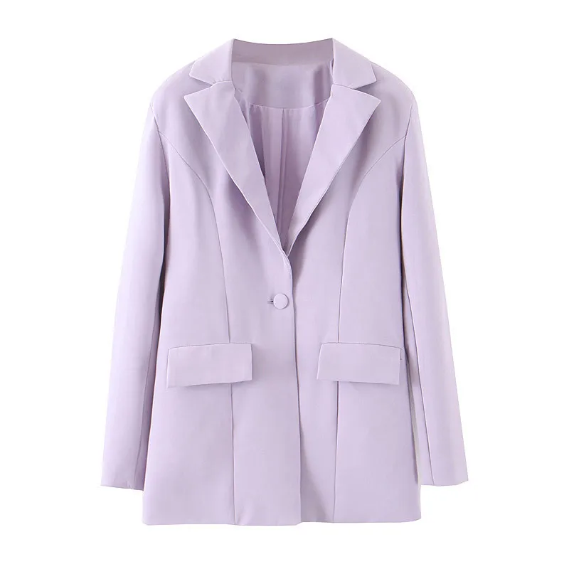 

NAKKESHMEN-2021 European and American Temperament Pants Suit Long Sleeve Retro Purple Fashion Versatile Suit