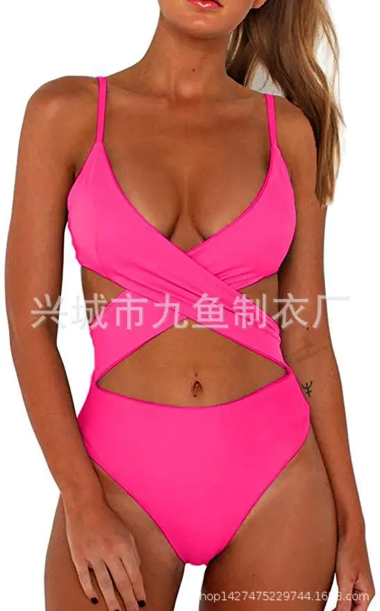 

2020 women bra set Thong Bikini Set cross Pure Color Push Up Padded Swimsuit Biquini Women Bathing Suit Summer Beachwear X32