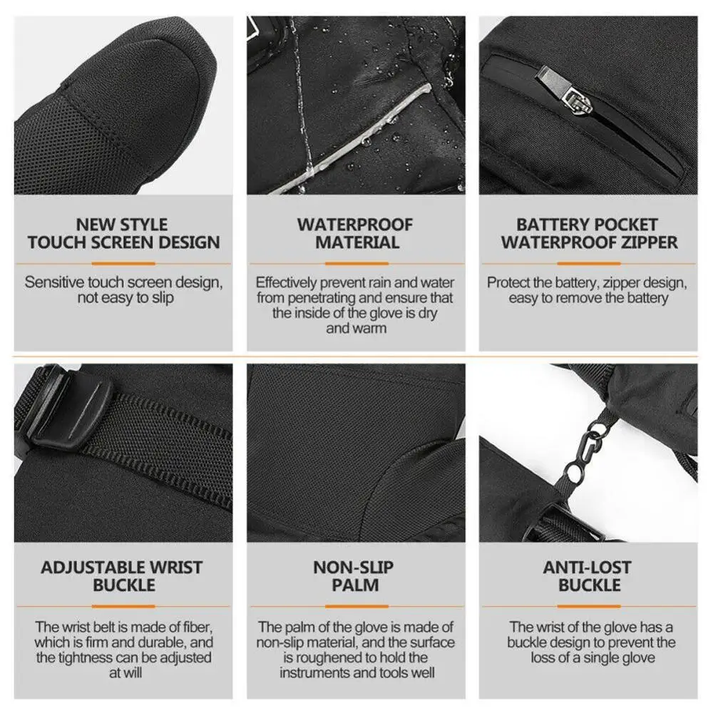 

Winter Outdoor Sports Rechargeable Battery Heating Waterproof Heating Long Warm Gloves Three-Speed Increase Thermostat Glov A3M3