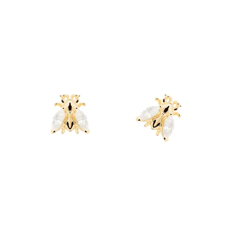 

AIDE Punk 925 Sterling Silver Bee Stud Earrings for Women Cute Small Insect Zircon Pierced Earrings Fine Jewelry Gift kolczyki