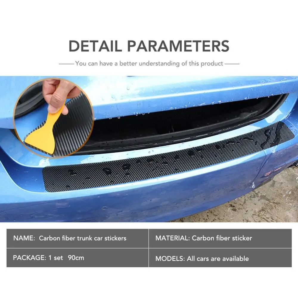 Автомобильные универсальные пороговые наклейки из углеродного волокна защитная