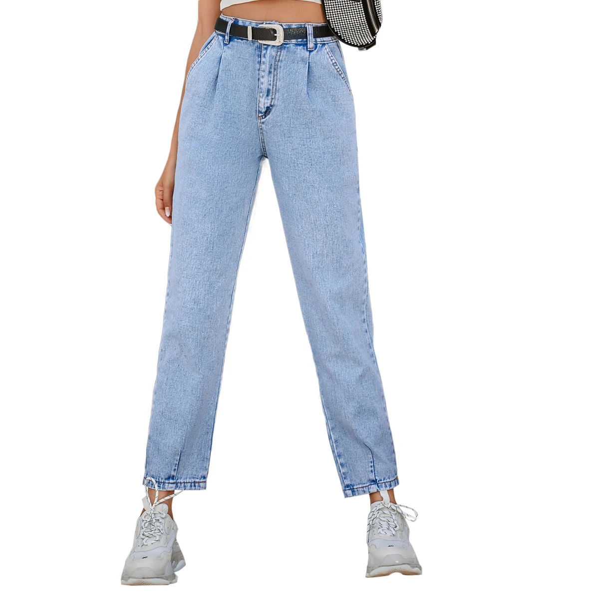 

European and American women's fashion casual casual jeans with high waist