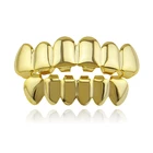 Позолоченная Крышка для хип-хопа с одним зубьем Верхняя Нижняя решетка золото