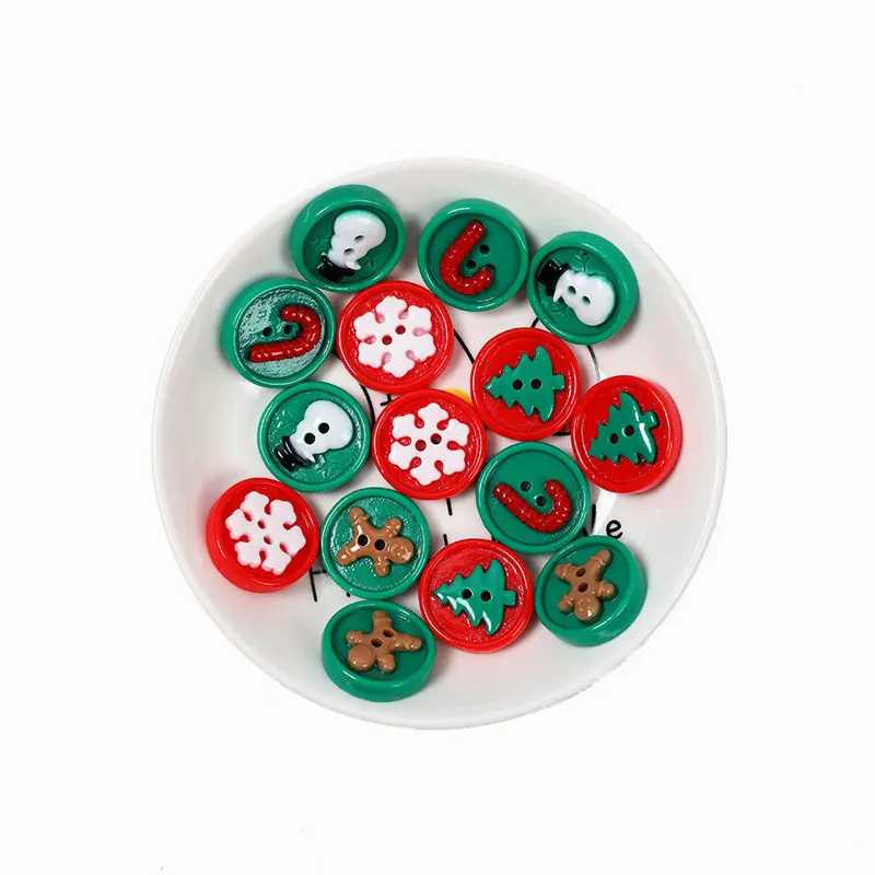 

Julie Wang 10PCS 20mm Resin Christmas Button Mixed Christmas Tree Snowman Snowflake Buckle Connectors Jewelry Making Accessory