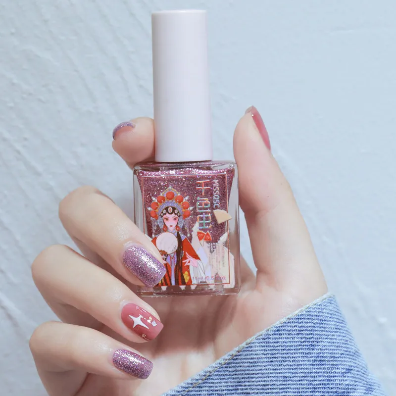 

Chinese Style Nail Polish No Baking Quick Drying Oily Non-Peelable Varnishes Nude Cherries Hybrid Lacquer For DIY Manicure Art