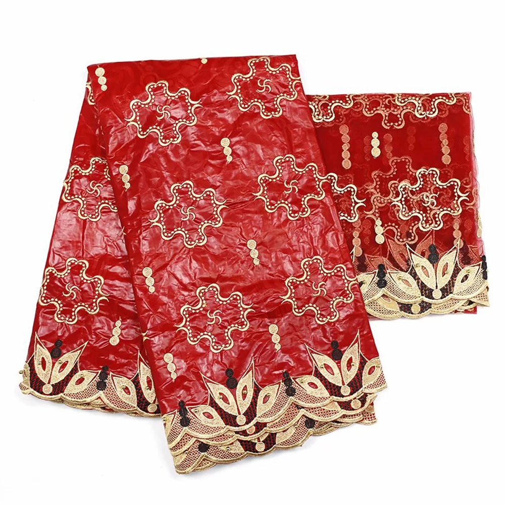 

CS african fabric Bazin riche fabric tissu africain cotton embroidered Bazin riche with Tulle lace fabric african lace fabric