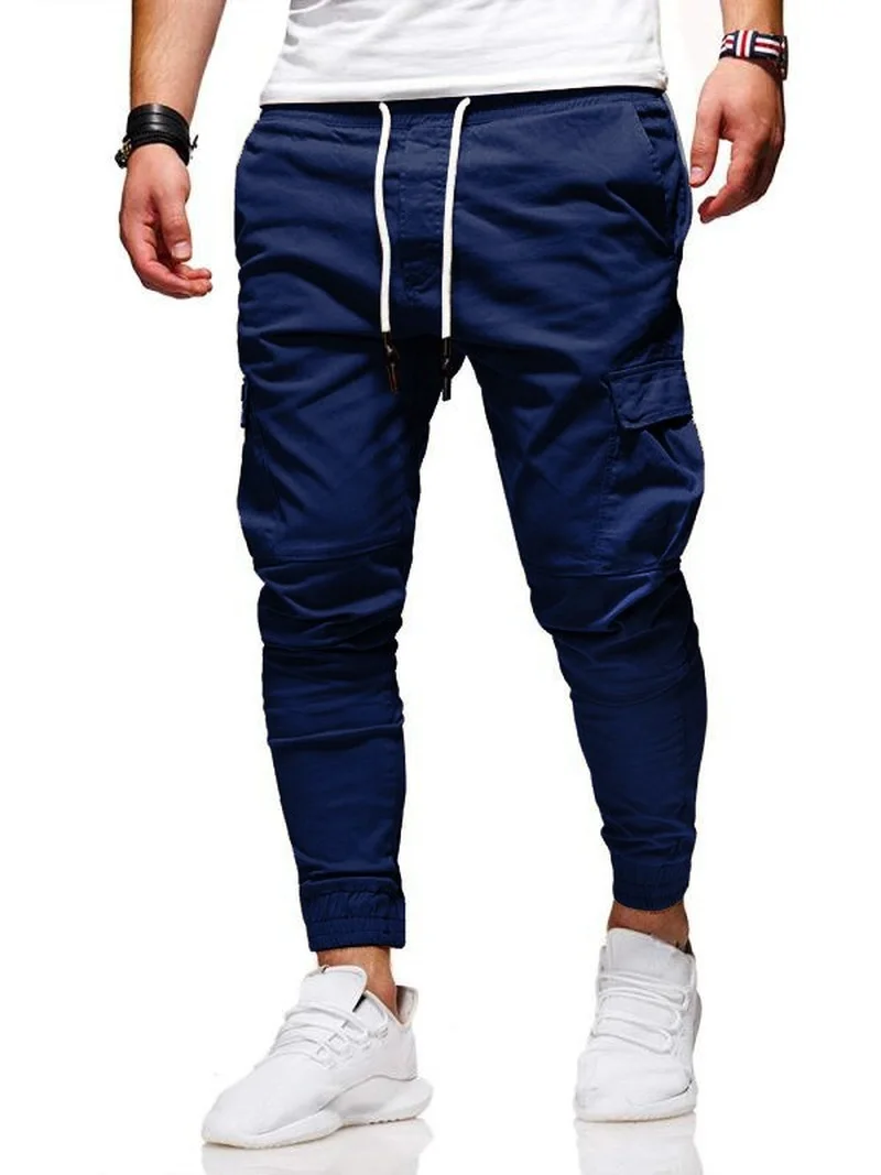 

ICCLEK 2021 Classic Three-Dimensional Patch Pockets Feet Pants Tethered Stretch Sweatpants Mid-Length Casual Pants Jogging Pants