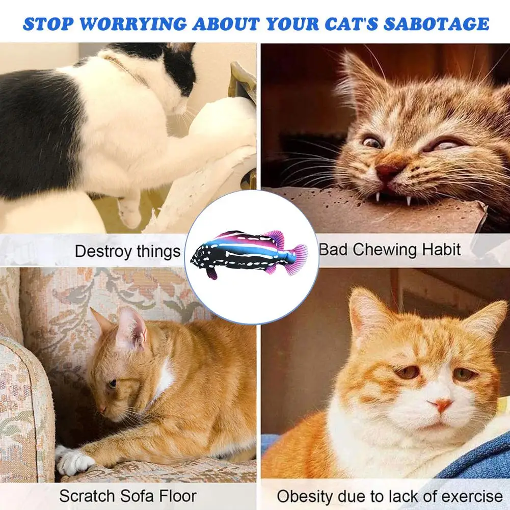 Электрическая рыба кошка игрушка Реалистичная плюшевая движущаяся кошачья мята