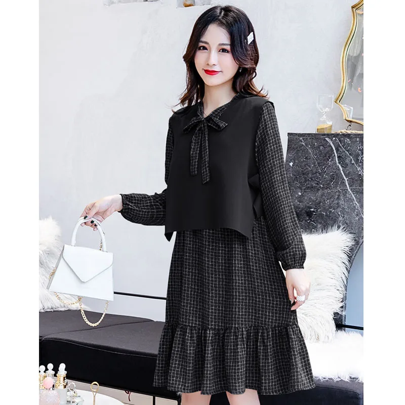 Комплект из 2 предметов с галстуком бабочкой в клетку для кормящих матерей платья