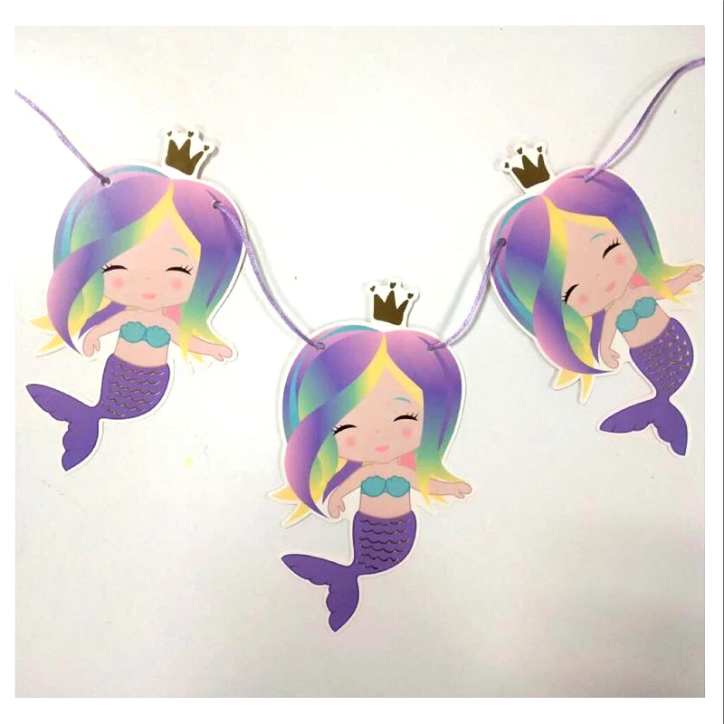 Баннер для вечеринки русалка 3 м|Флажки вымпелы и конфетти| |