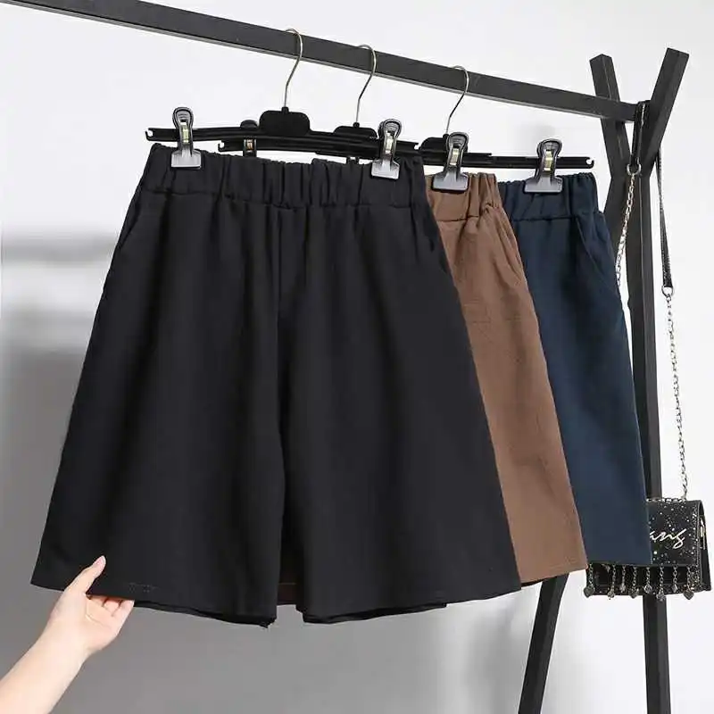 

One piece / two-piece large size shorts Capris female Xia pangmei loose and thin female trousers straight tube wide leg pants